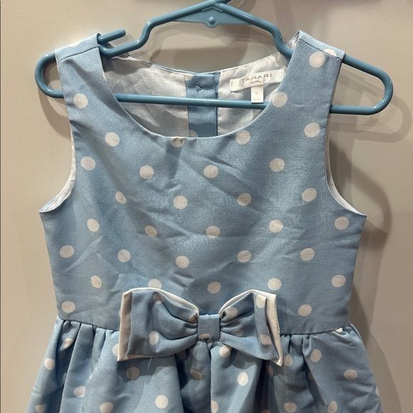 Tahari Girl Light Blue Dress with White Dots Size 5 - Picture 2 of 8